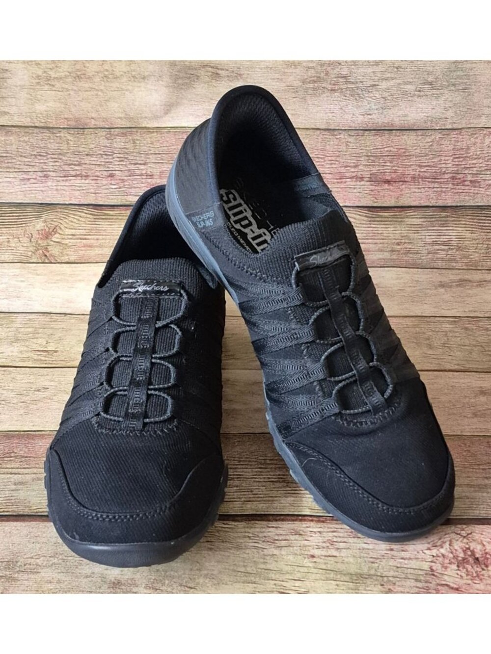 Skechers Slip In Shoes Womens 8.5 Breathe Easy Roll With Me Memory Foam Black